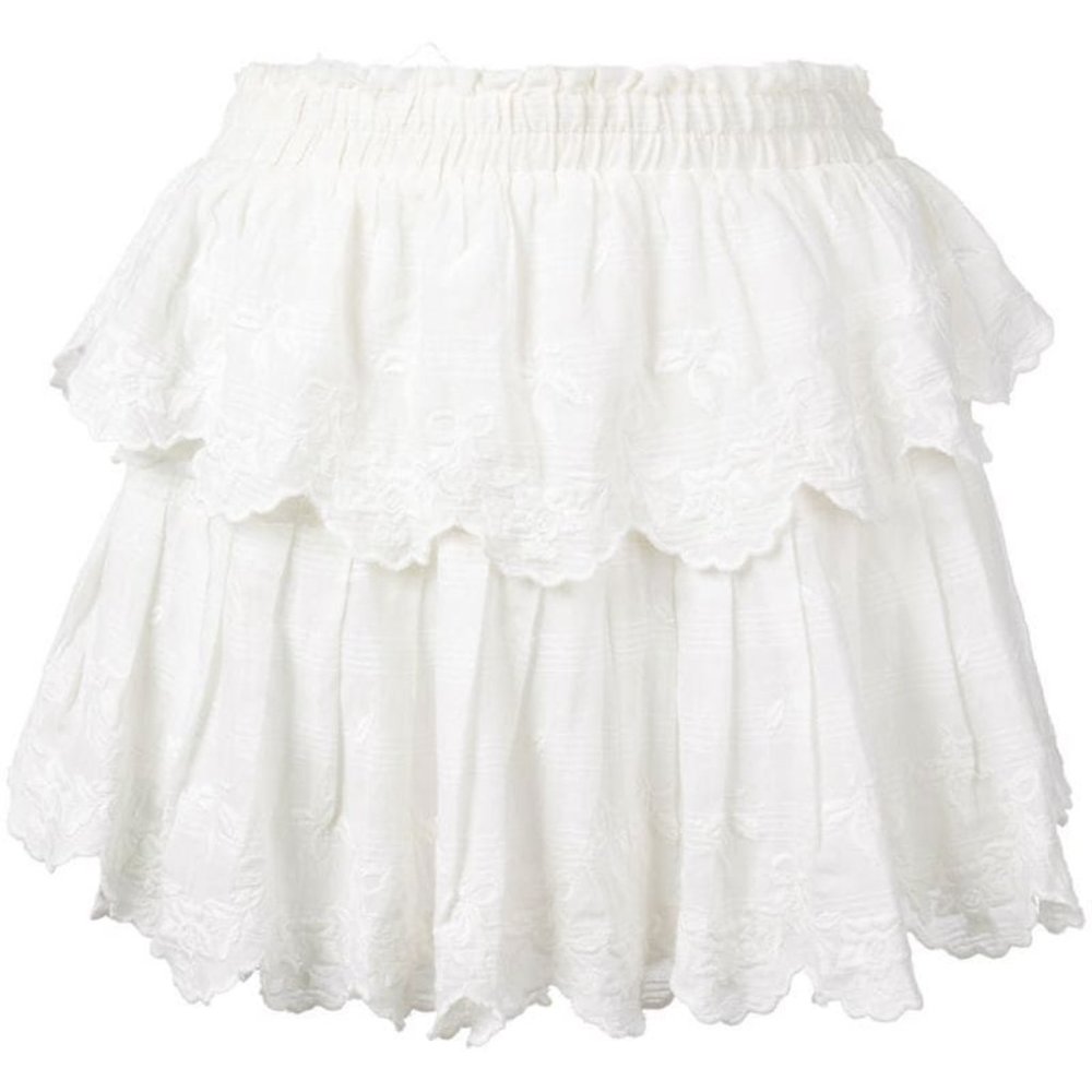 NWT LoveShackFancy Ruffle mini skirt embroidered L